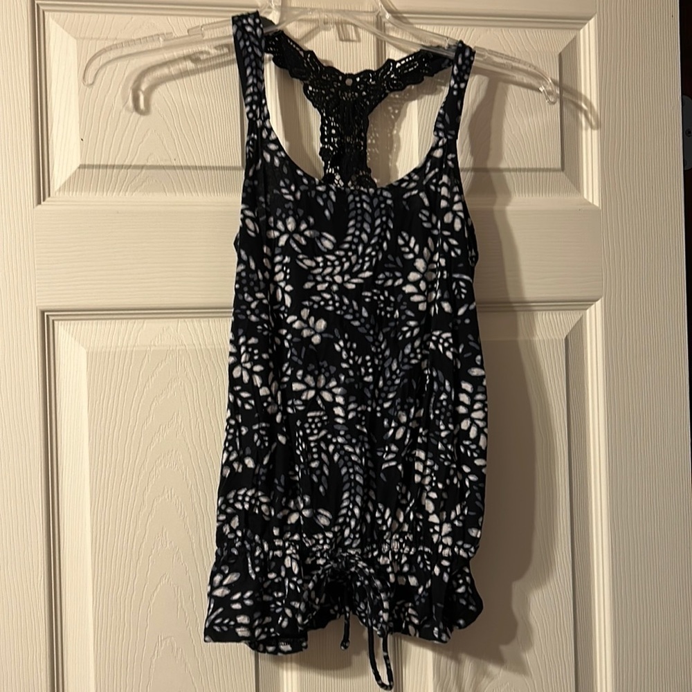 Express Black Leopard Print Crochet Tank Top XS